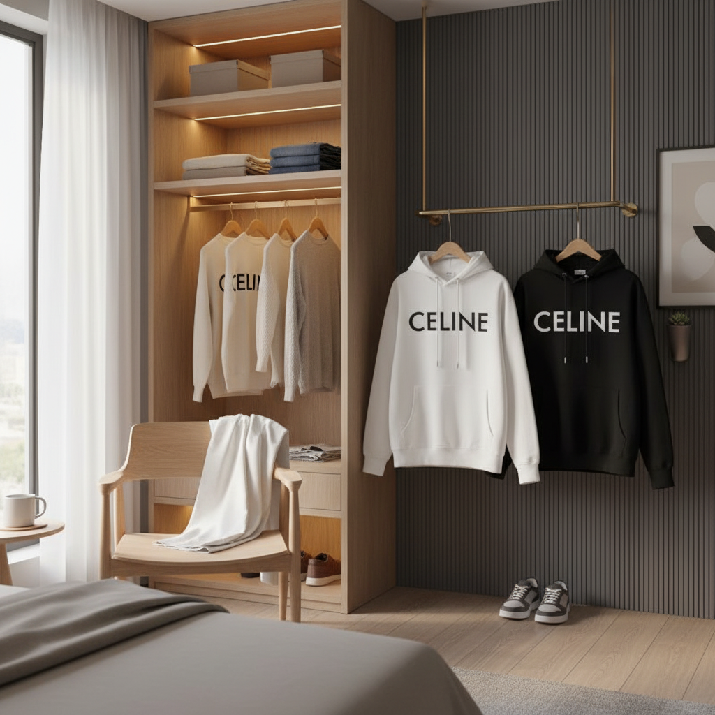 CELINE Classic Logo Hoodies Unisex Cotton Sweatshirts