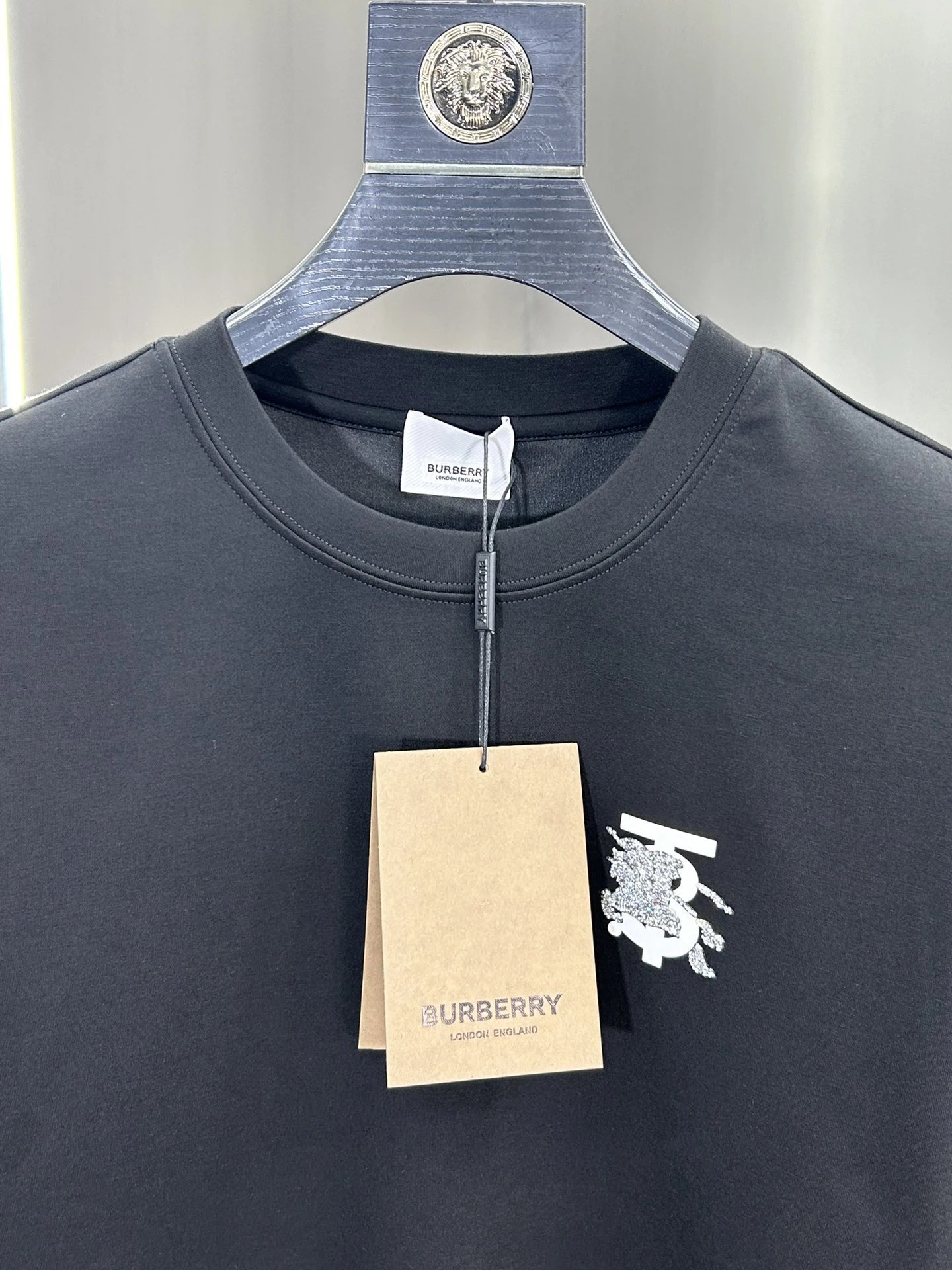 Burberry Black Cotton Men’s Embroidered Logo T-Shirt