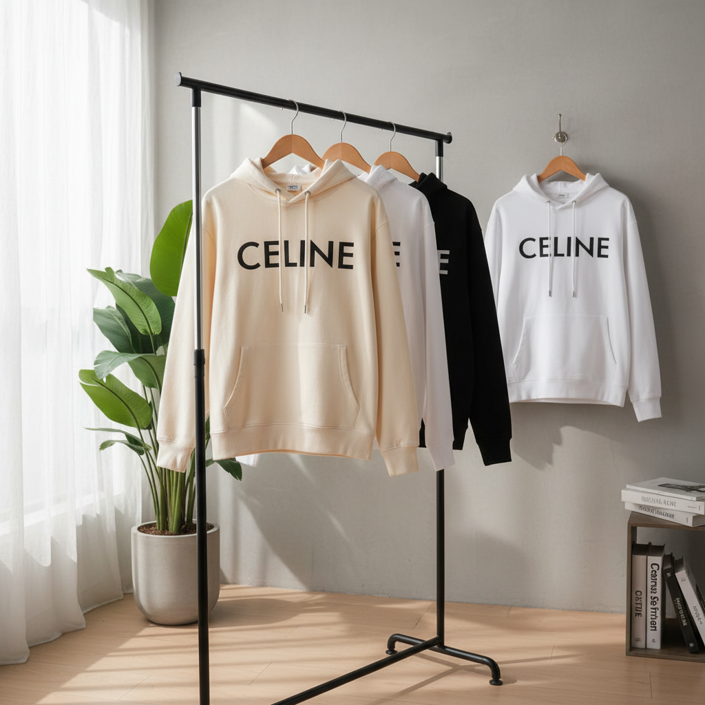 CELINE Classic Logo Cotton Hoodies Unisex