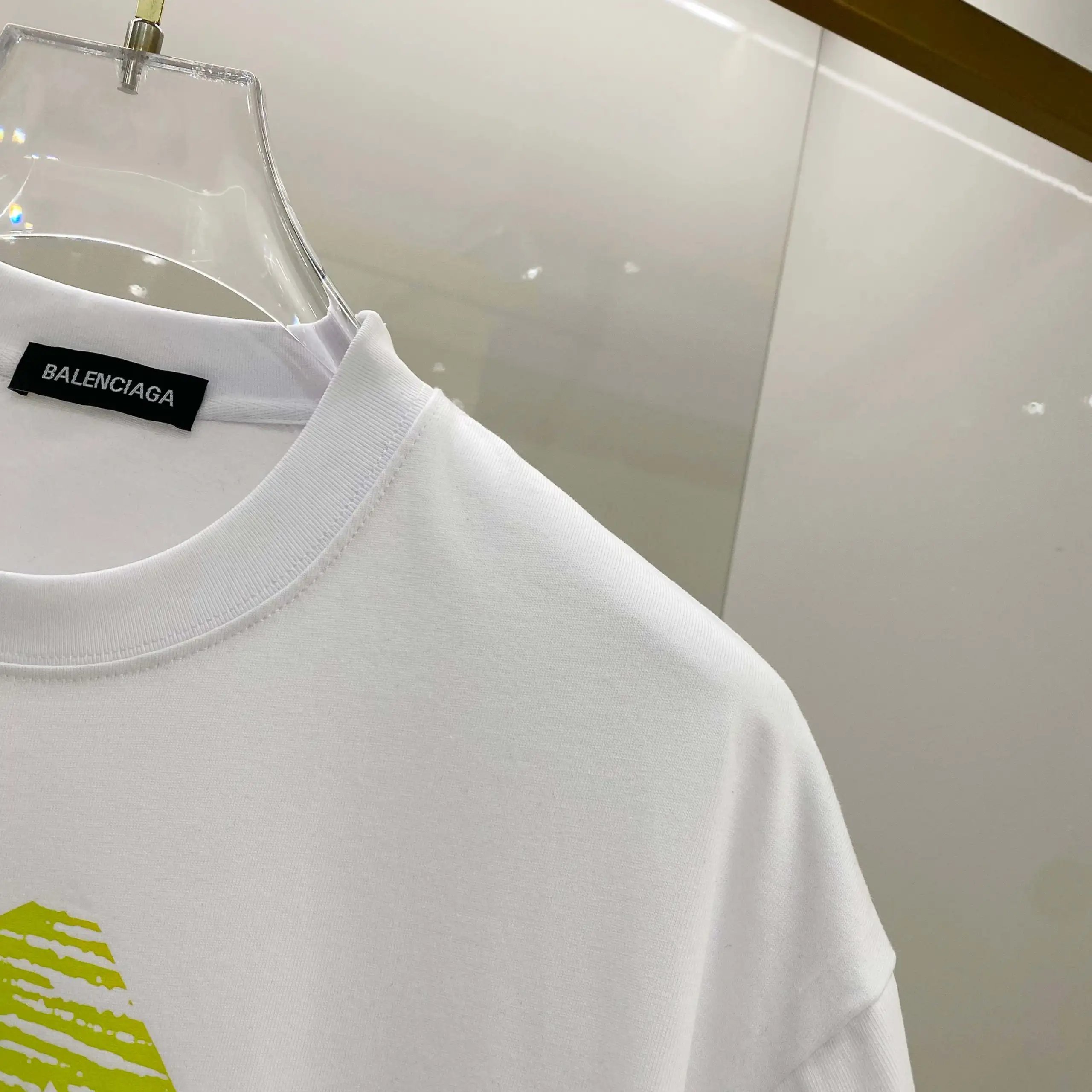 Balenciaga White Neon Logo Cotton T-Shirt