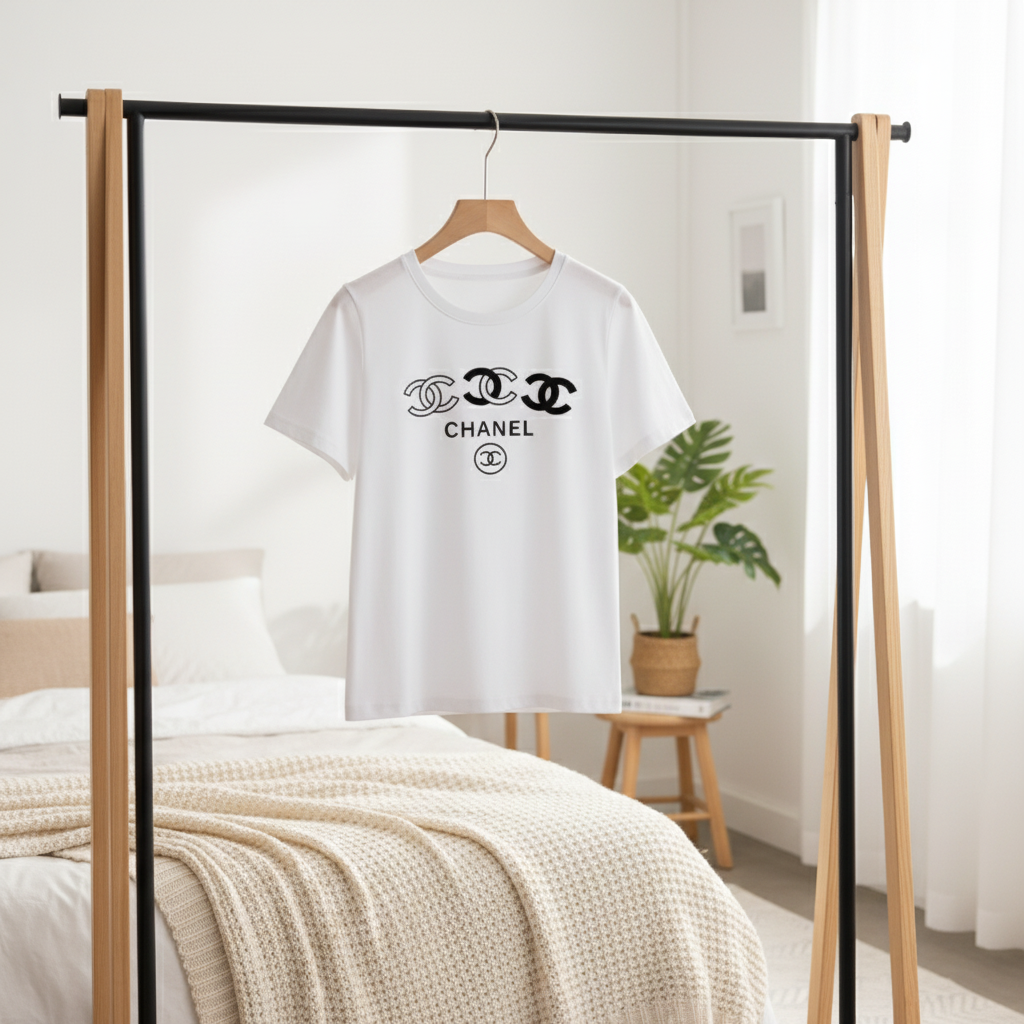 CHANEL White Cotton CC Logo Short Sleeve T-Shirt