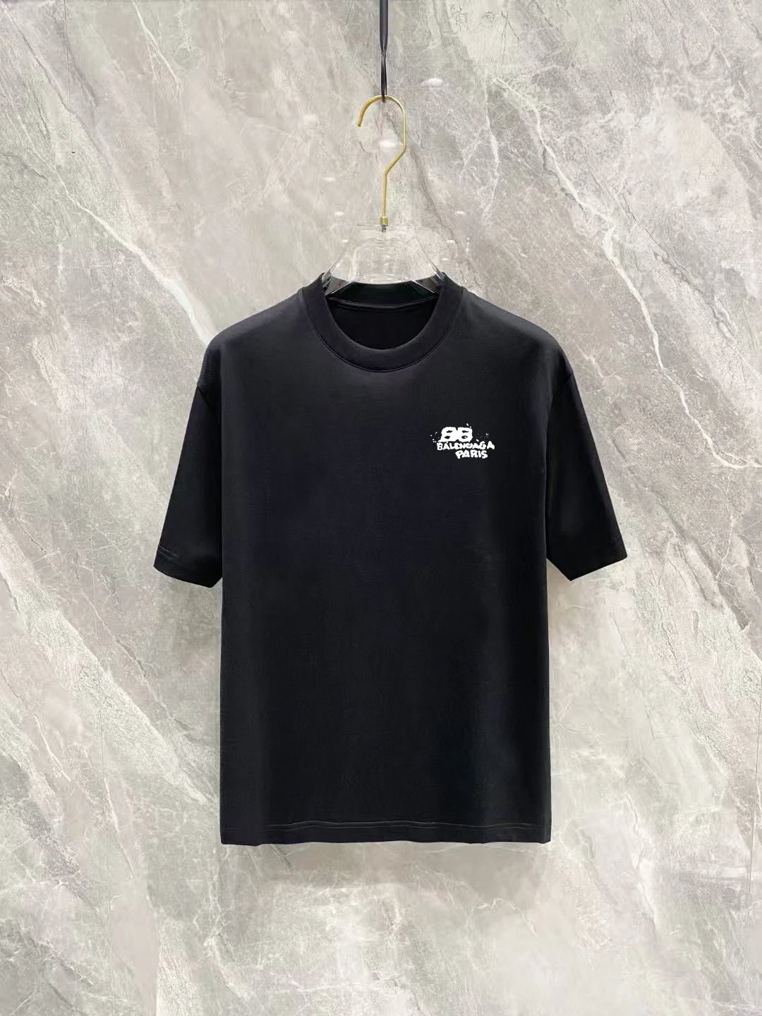Balenciaga Logo Cotton T-Shirt Black White Fashion