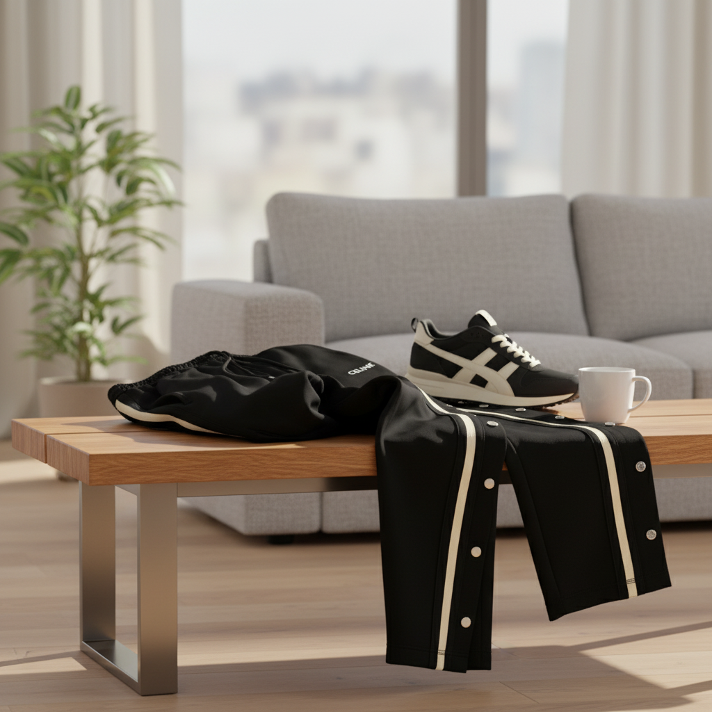 CELINE Black Track Pants With Side Stripes