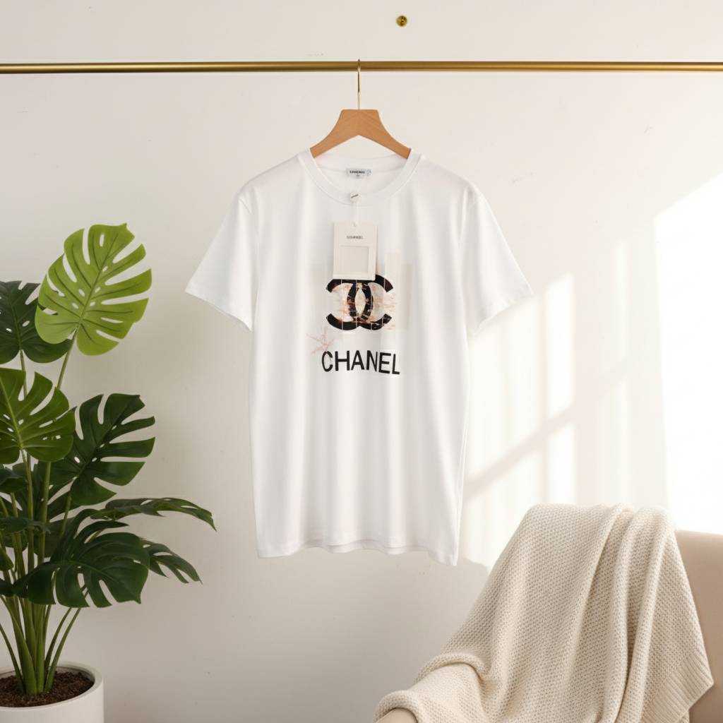 CHANEL White Cotton Logo T-Shirt Unisex Luxury Top
