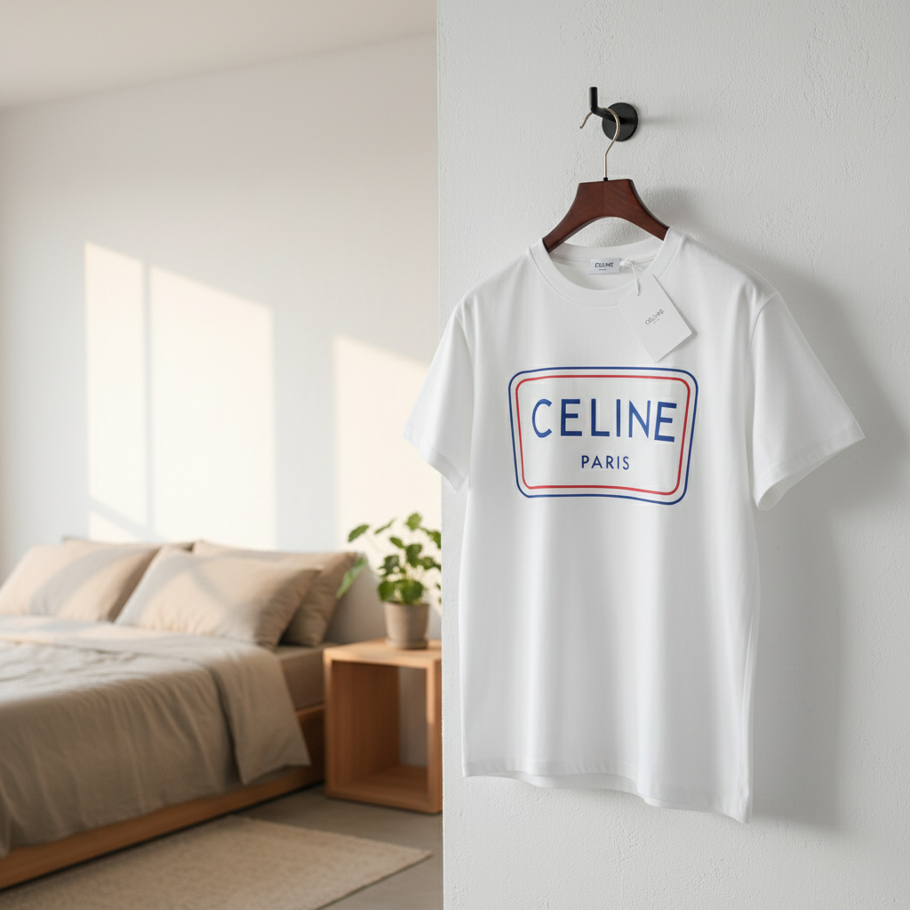 CELINE Paris Logo Cotton Unisex Casual T-Shirt