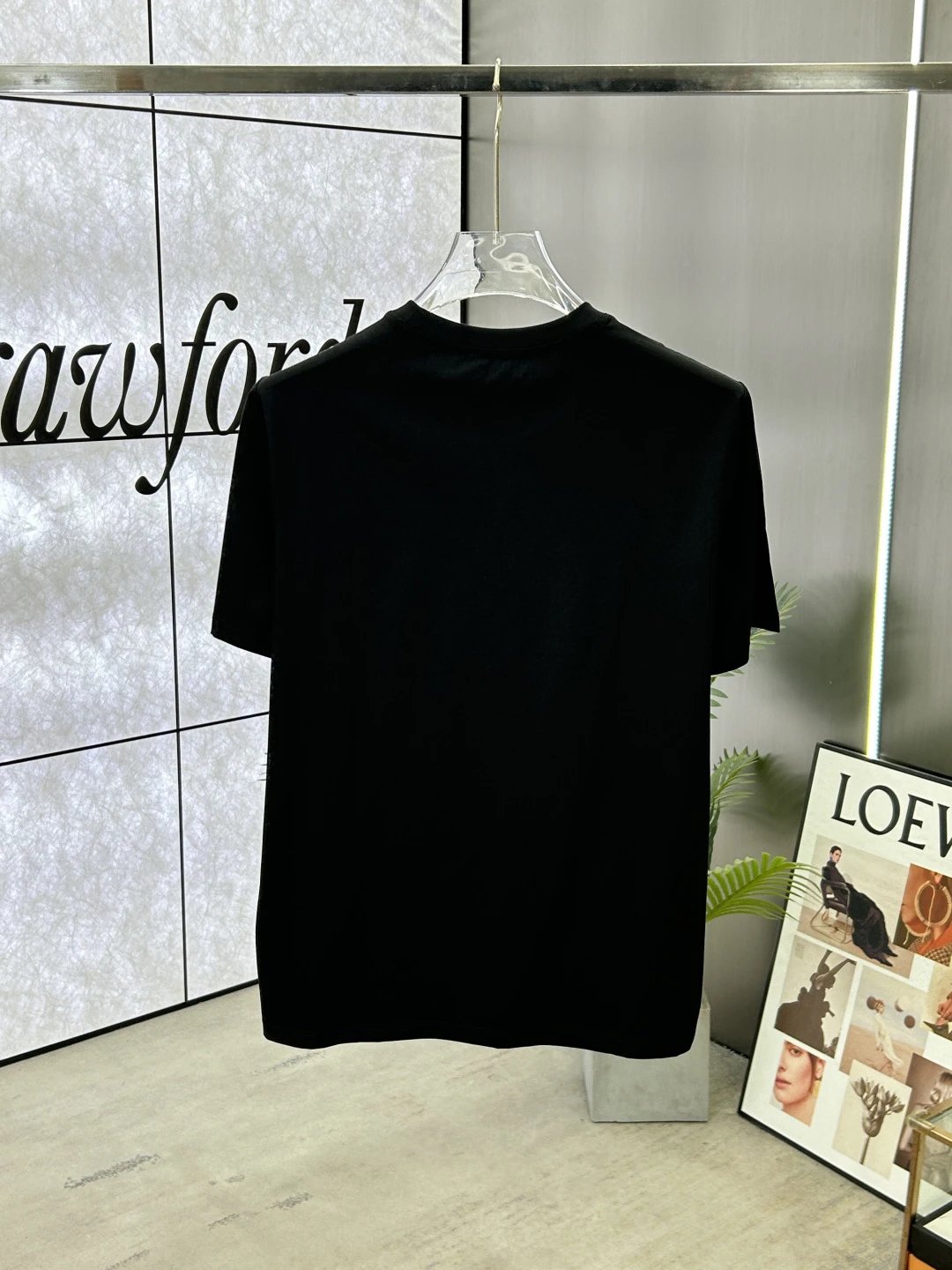 Burberry Men Black Cotton T-Shirt Yellow Logo Casual Wear