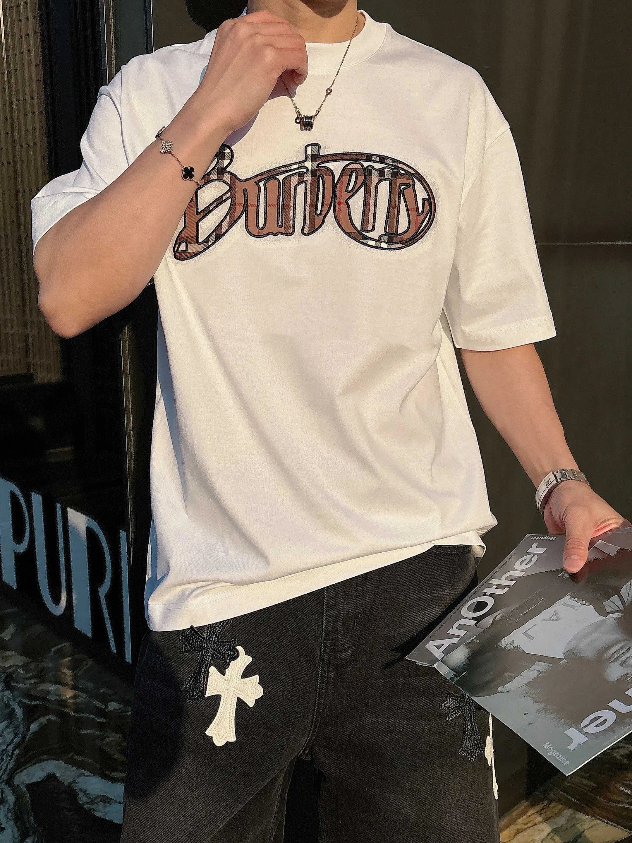 Burberry Logo Print Cotton Casual T-Shirt Men