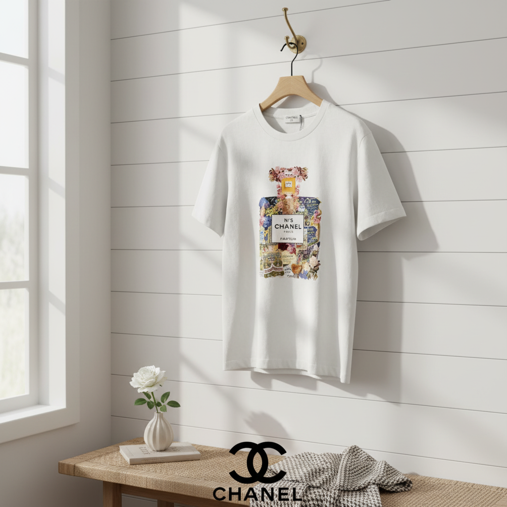 CHANEL No.5 Floral Print Cotton T-Shirt