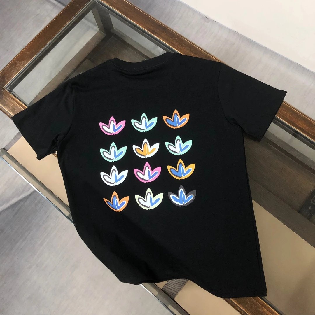 Balenciaga Black Cotton T-Shirt Blue White Logo Tee