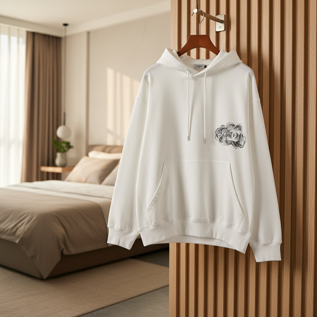 CHANEL Oversized Cotton Hoodie Artistic Logo Pullover