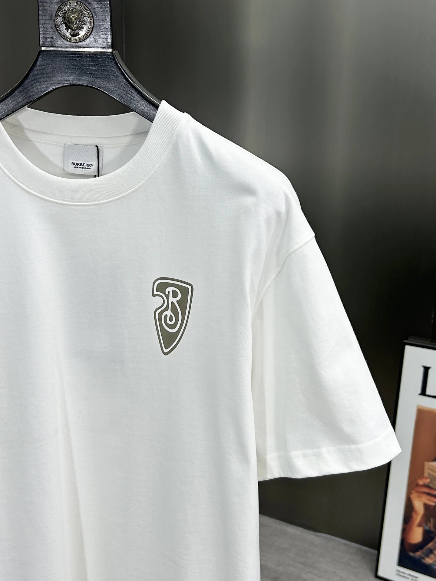 Burberry White Cotton Logo Patch T-Shirt