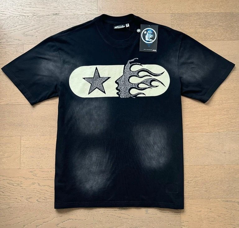 Hellstar T-Shirts Vintage-washed graphic short-sleeve T-shirt — 6822#