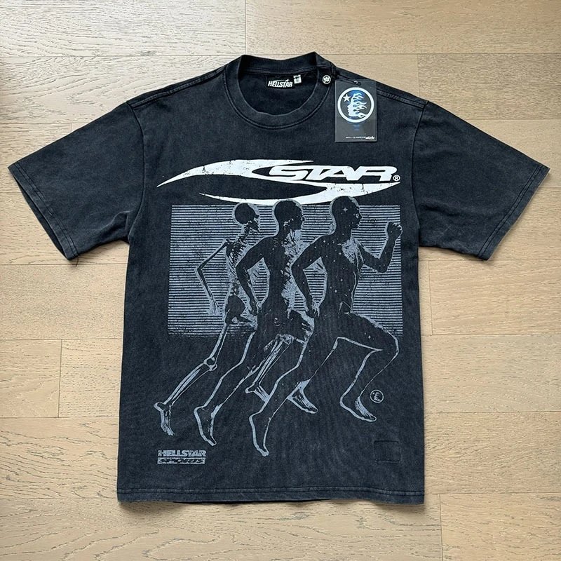 Hellstar T-Shirts Vintage-washed graphic short-sleeve T-shirt — 6819#