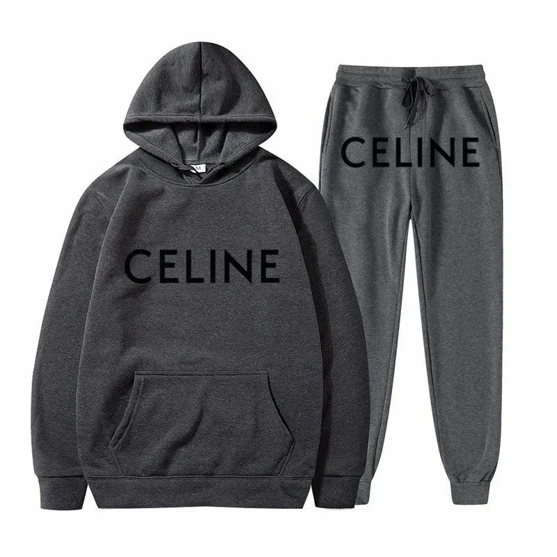 CELINE Logo hooded sweatshirt and jogger pants set — 21