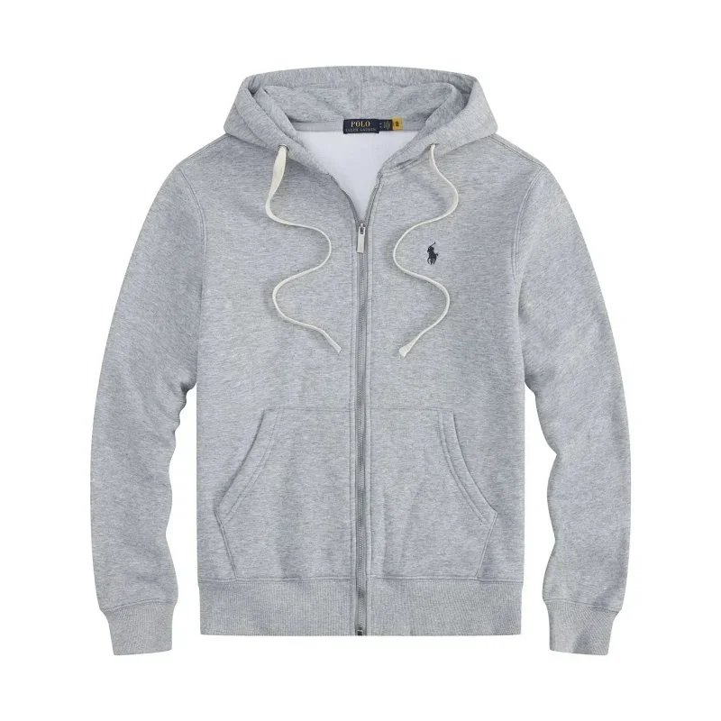 White Drawstring Zipper Gray with Black Label