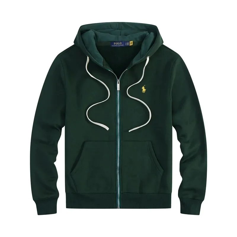 White Drawstring Zipper Dark Green with White Label
