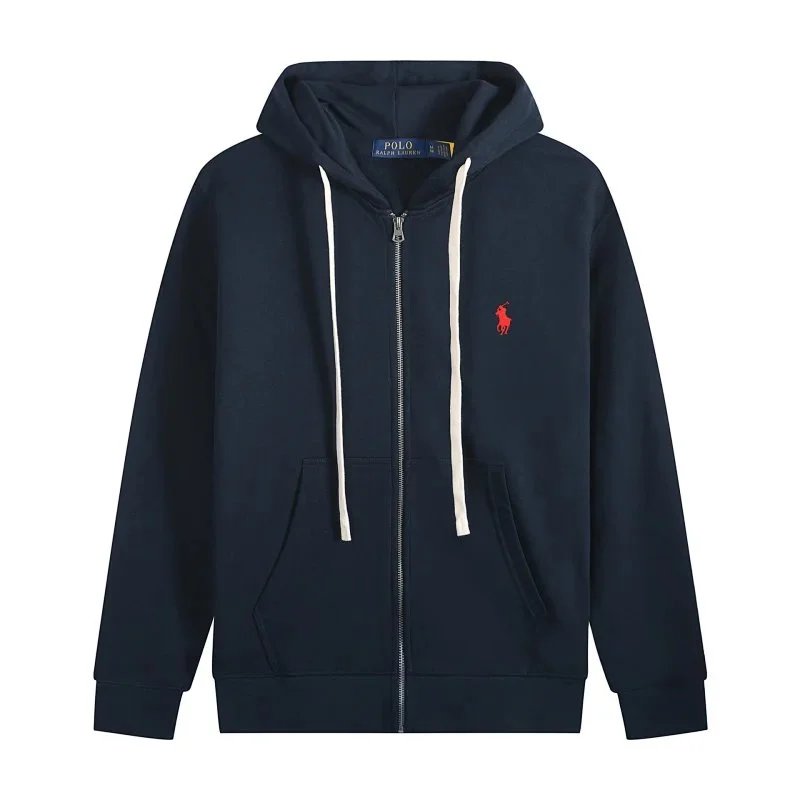 White Drawstring Zipper Royal Blue with Red Label