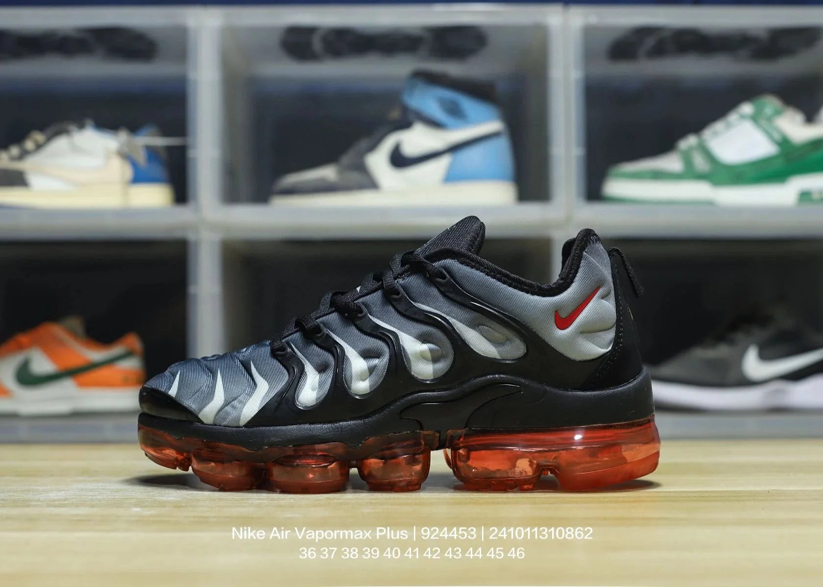 TNS black and gray with red label and red background