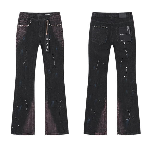 Meichao Spring and Autumn New Style Retro Splash Ink Piercing Hot Diamond Jeans High Street Washed Casual Trendy Micro Pull Pants Men