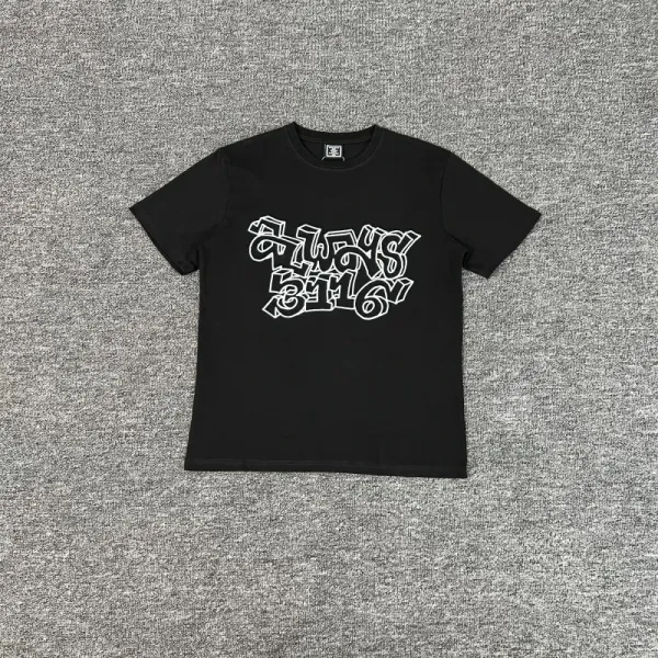 Design Graphic Print Black T-Shirt - 48
