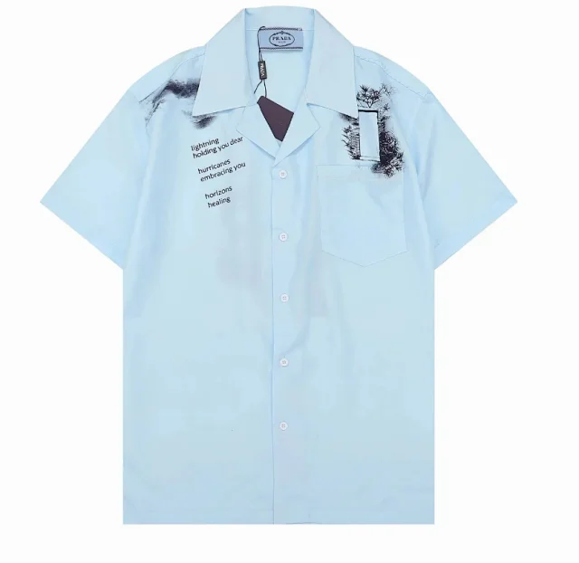 Prada Shirts Short-Sleeve Camp-Collar Logo Shirt product detail image 15