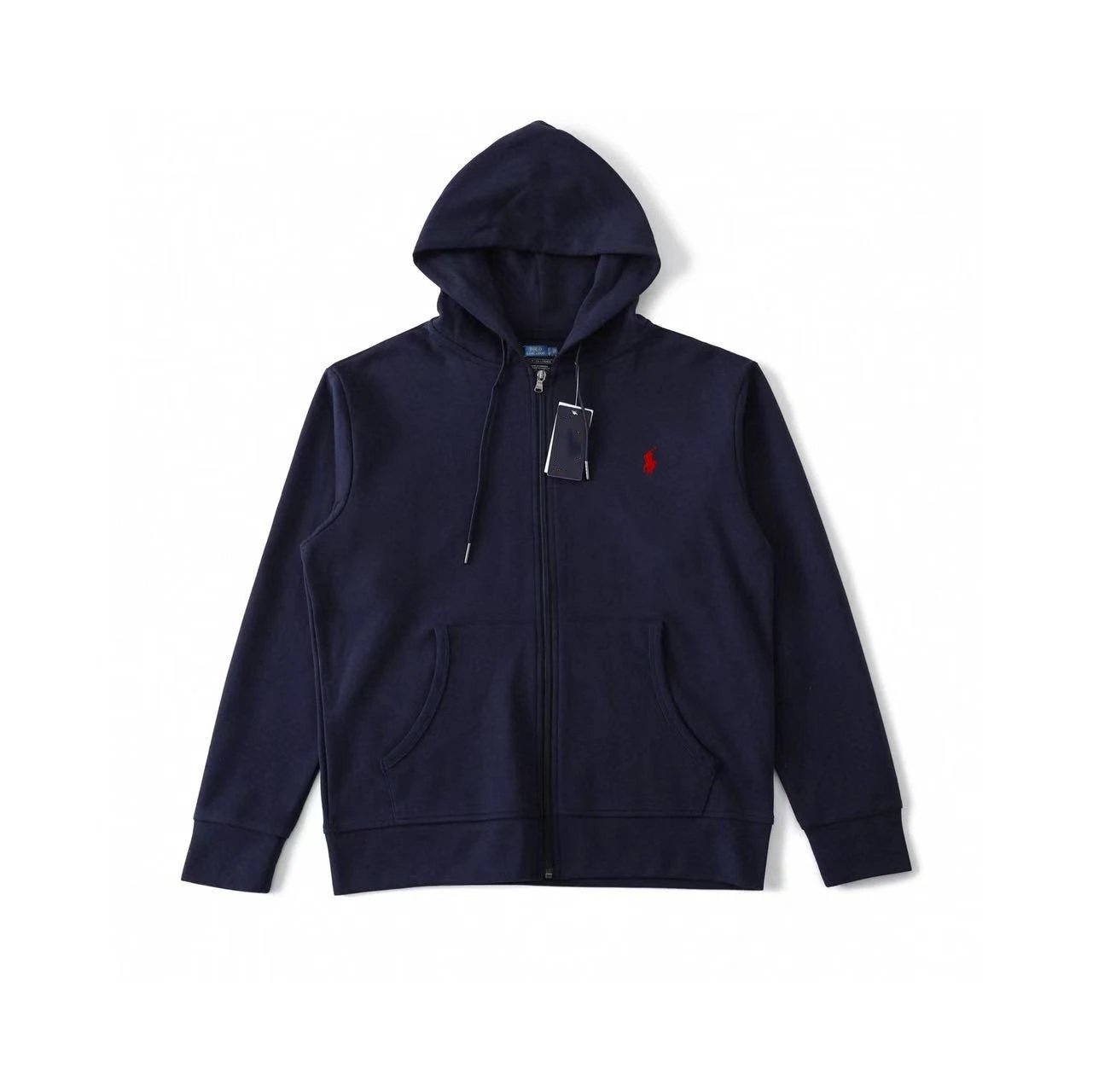 Zip-Up Hoodie Navy-Red Tag