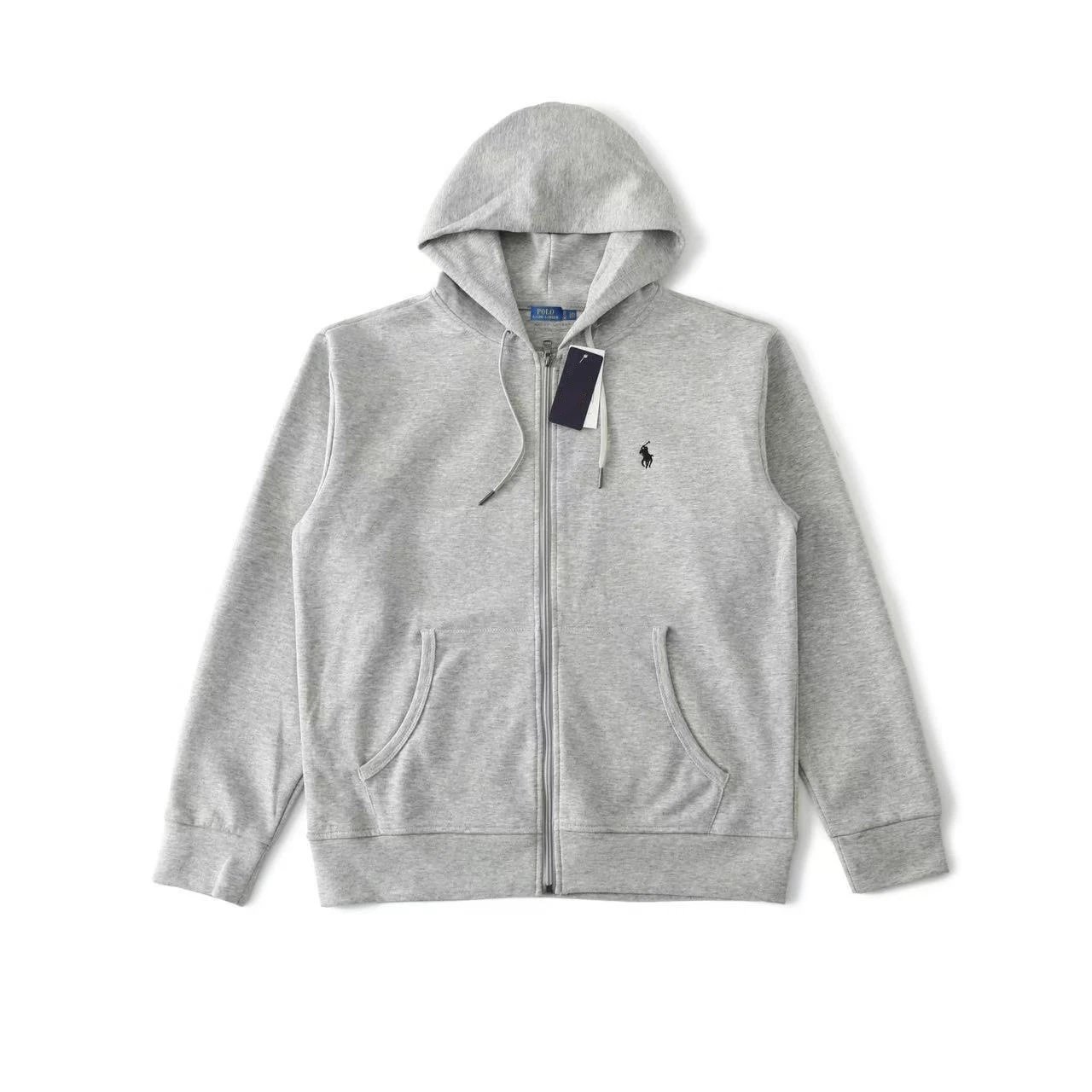 Zip-Up Hoodie-Grey-Black Tag