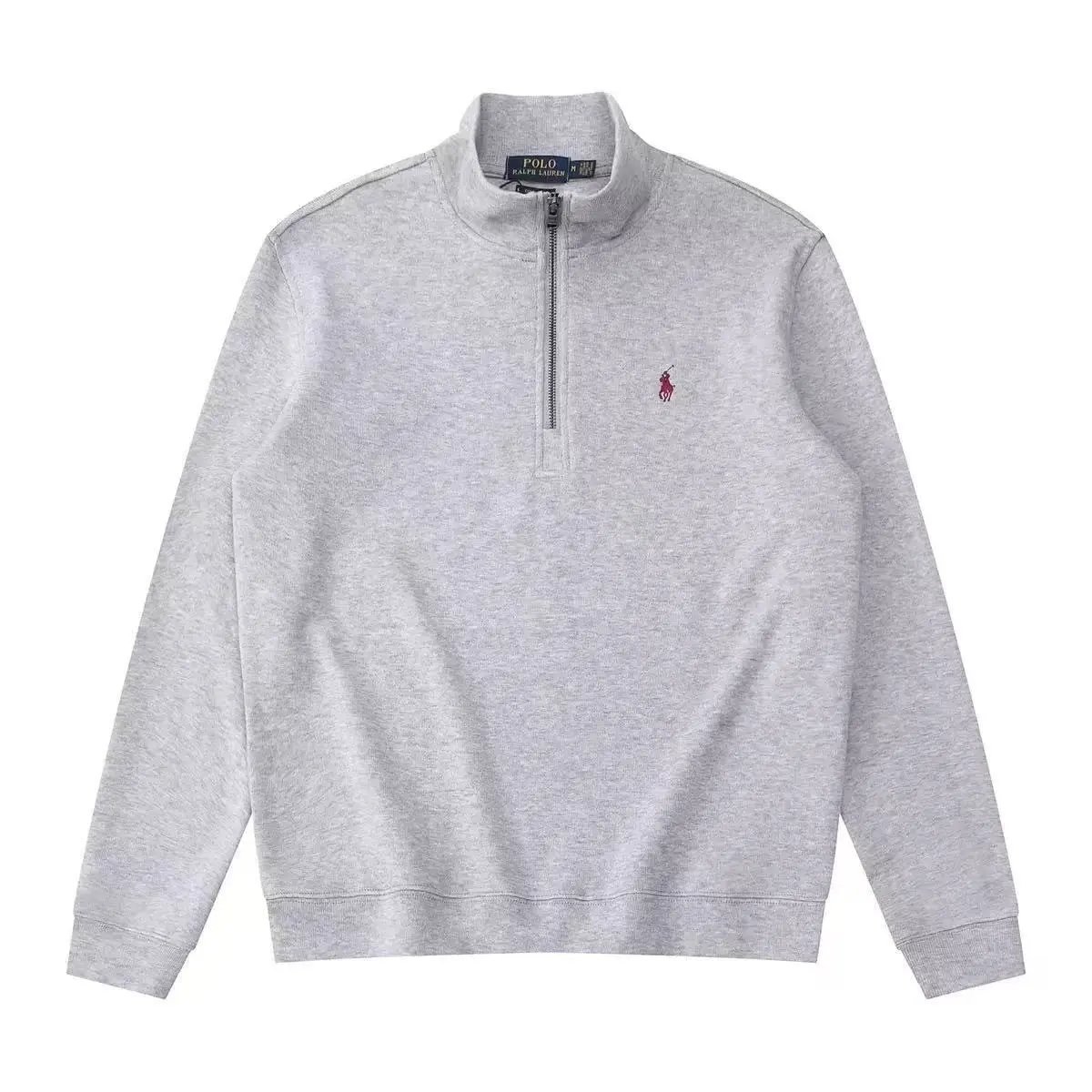 Stand Collar Gray with Red Small Logo