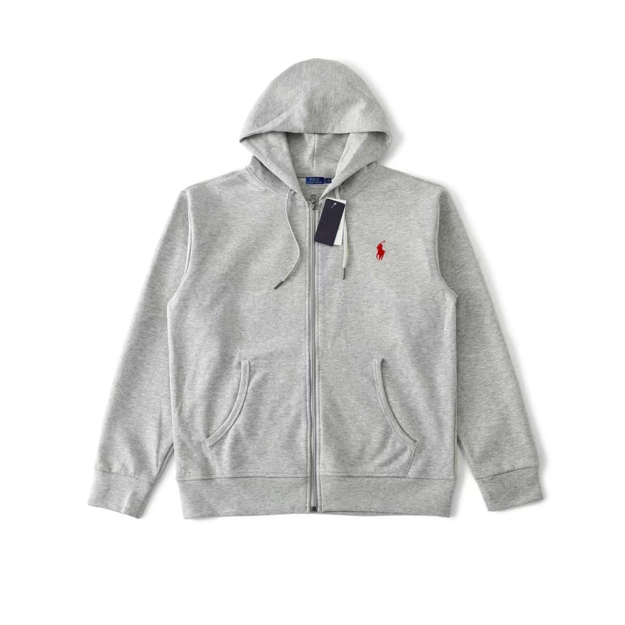 Zip-Up Hoodie Grey-Red Tag