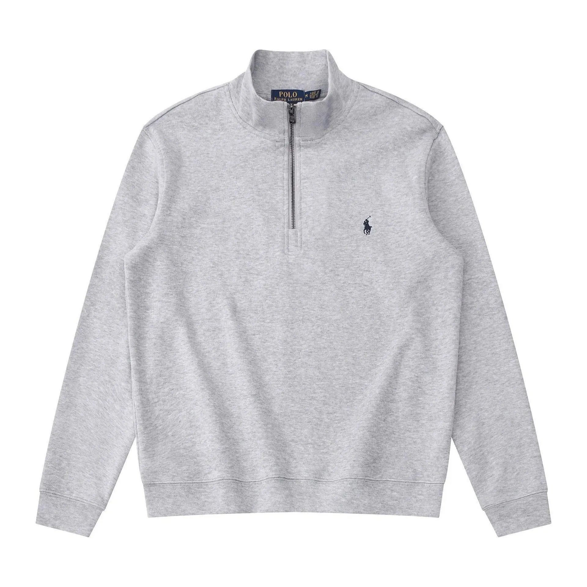 Stand Collar Gray with Light Blue Small Logo