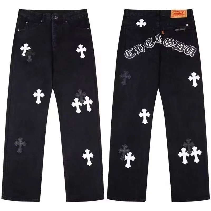 066-1 Black and White Leather Patch Cross Black (Zipper Style)
