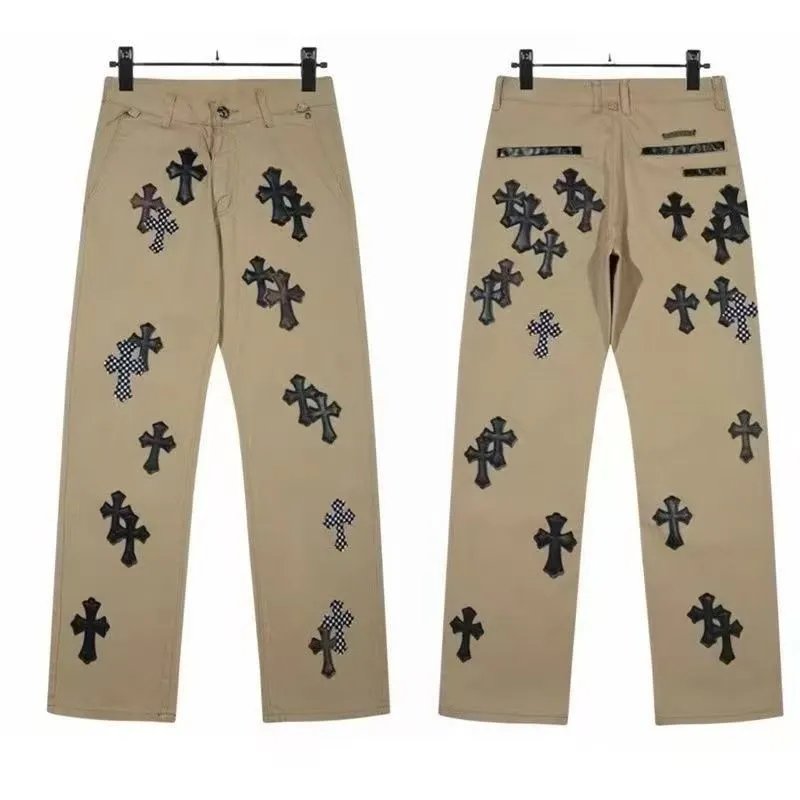 773 Brown Chrome Heart Leather Patch Cross (Button Style)