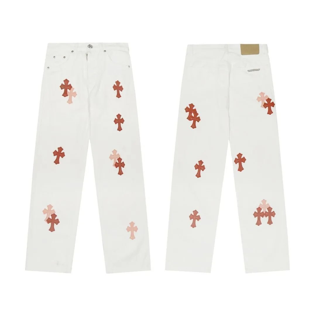 775 Red Leather Patch Cross White (Button Style)