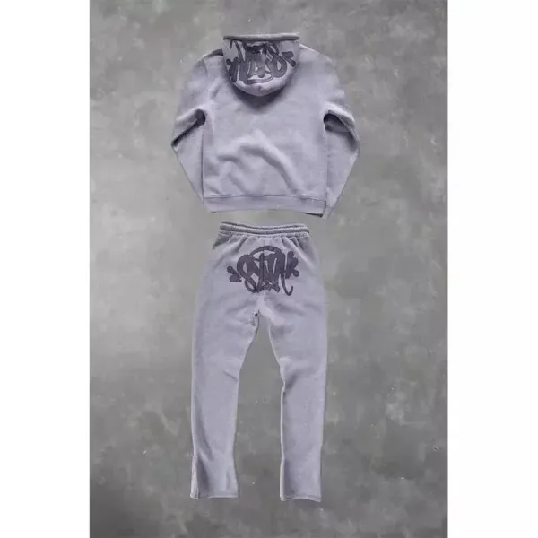 Off-White Graffiti Hoodie and Sweatpants Set Gray Tracksuit - 1