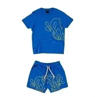 Off-White x Virgil Abloh 'Arrow' Graphic Blue T-Shirt and Shorts Set - 1