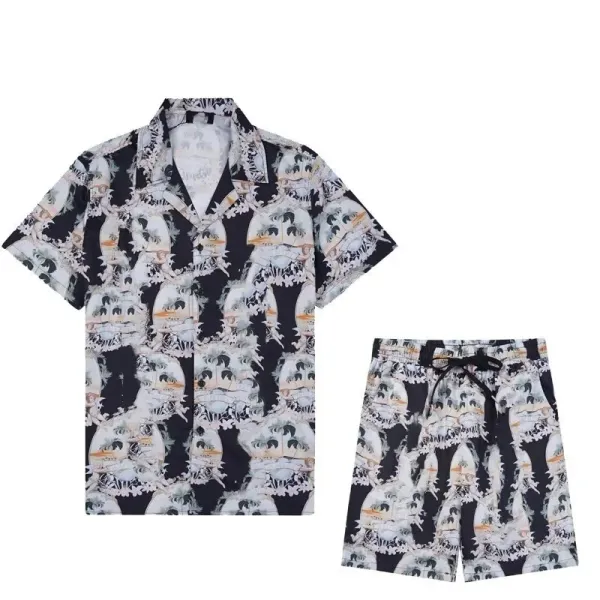 Philipp Plein Skull Print Hawaiian Shirt and Shorts Set Multicolor - 1