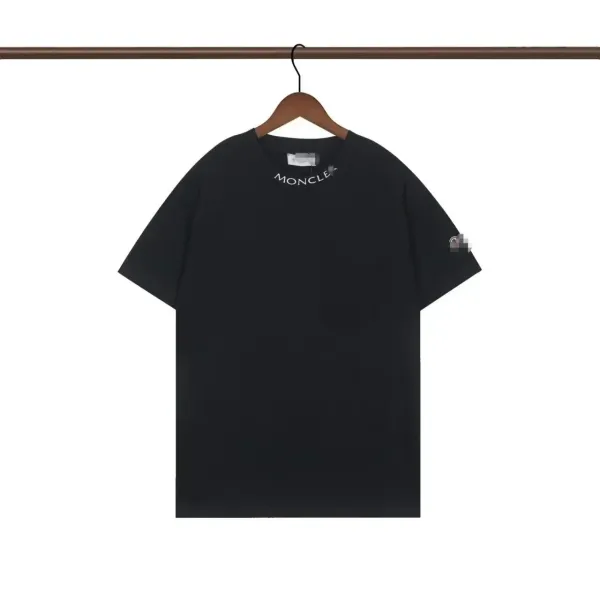 Moncler Logo Embroidered Black T-Shirt - 1