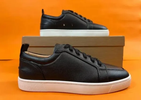 Christian Louboutin Louis Junior Black Leather Sneakers - 1