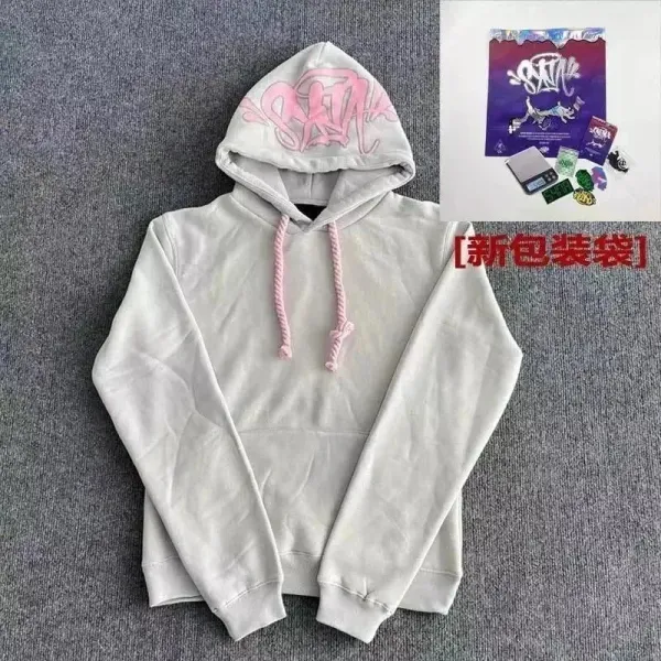 Saku x Unknown Graffiti Hoodie White with Pink Graphic - 1