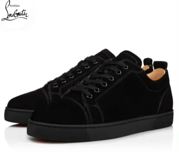 Christian Louboutin Louis Junior Black Suede Sneakers - 1