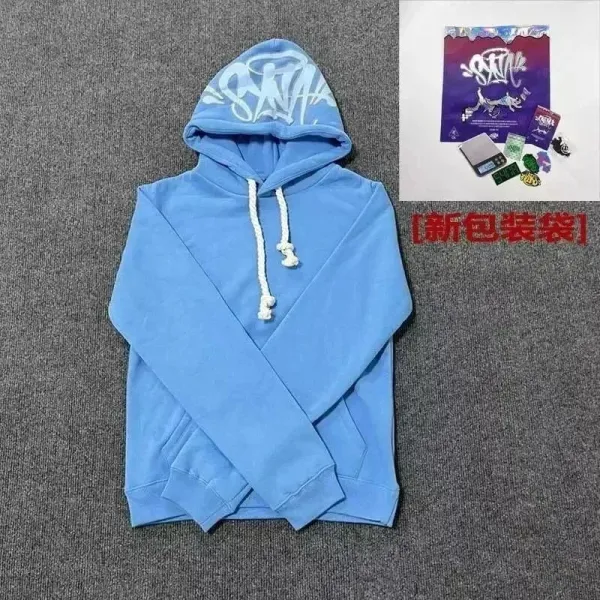 SKA x Unknown Brand Graffiti Hoodie Light Blue Hoodie - 1