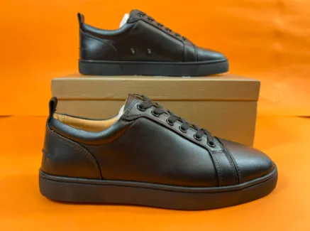 Christian Louboutin Louis Junior Black Leather Sneakers - 1