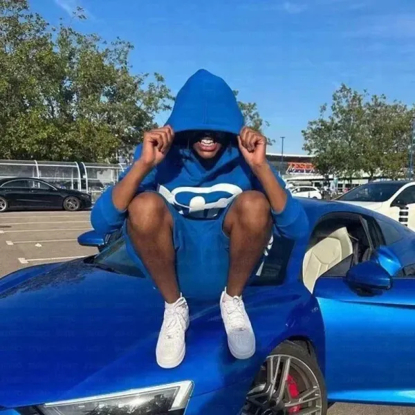 Off-White Hoodie Blue with Diagonal Arrow Logo Hoodie - 1