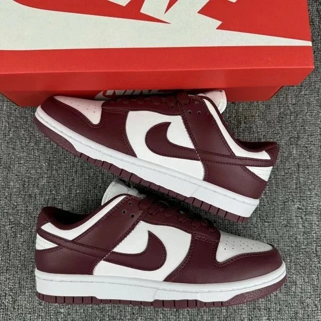Nike Dunk Low Burgundy and White Sneakers - 27
