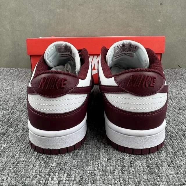 Nike Dunk Low Burgundy and White Sneakers - 29