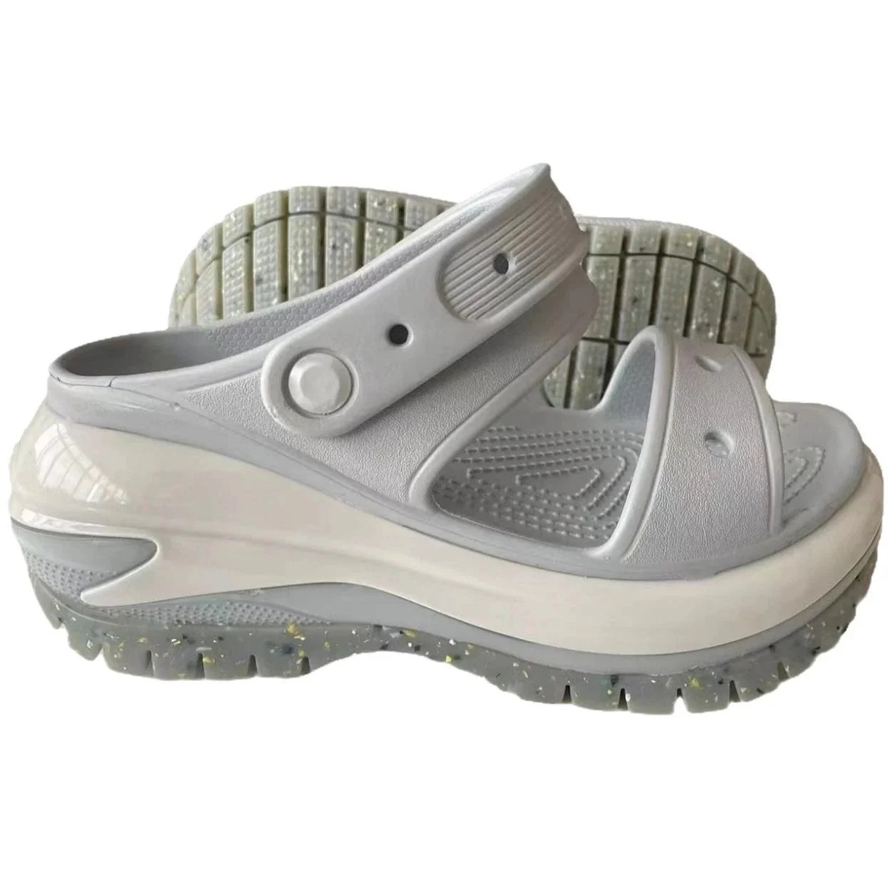 Unisex Platform Clog Sandal with Adjustable Strap and Speckled Sole