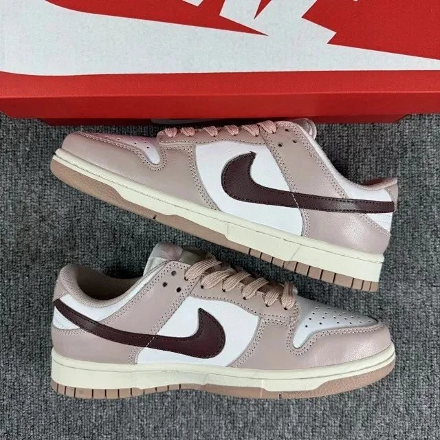 Nike Dunk Low Burgundy and White Sneakers - 40