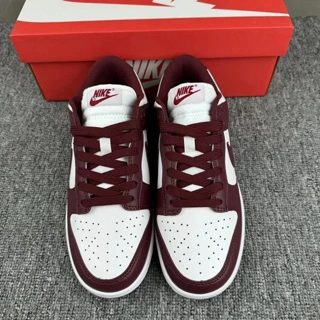 Nike Dunk Low Burgundy and White Sneakers - 30