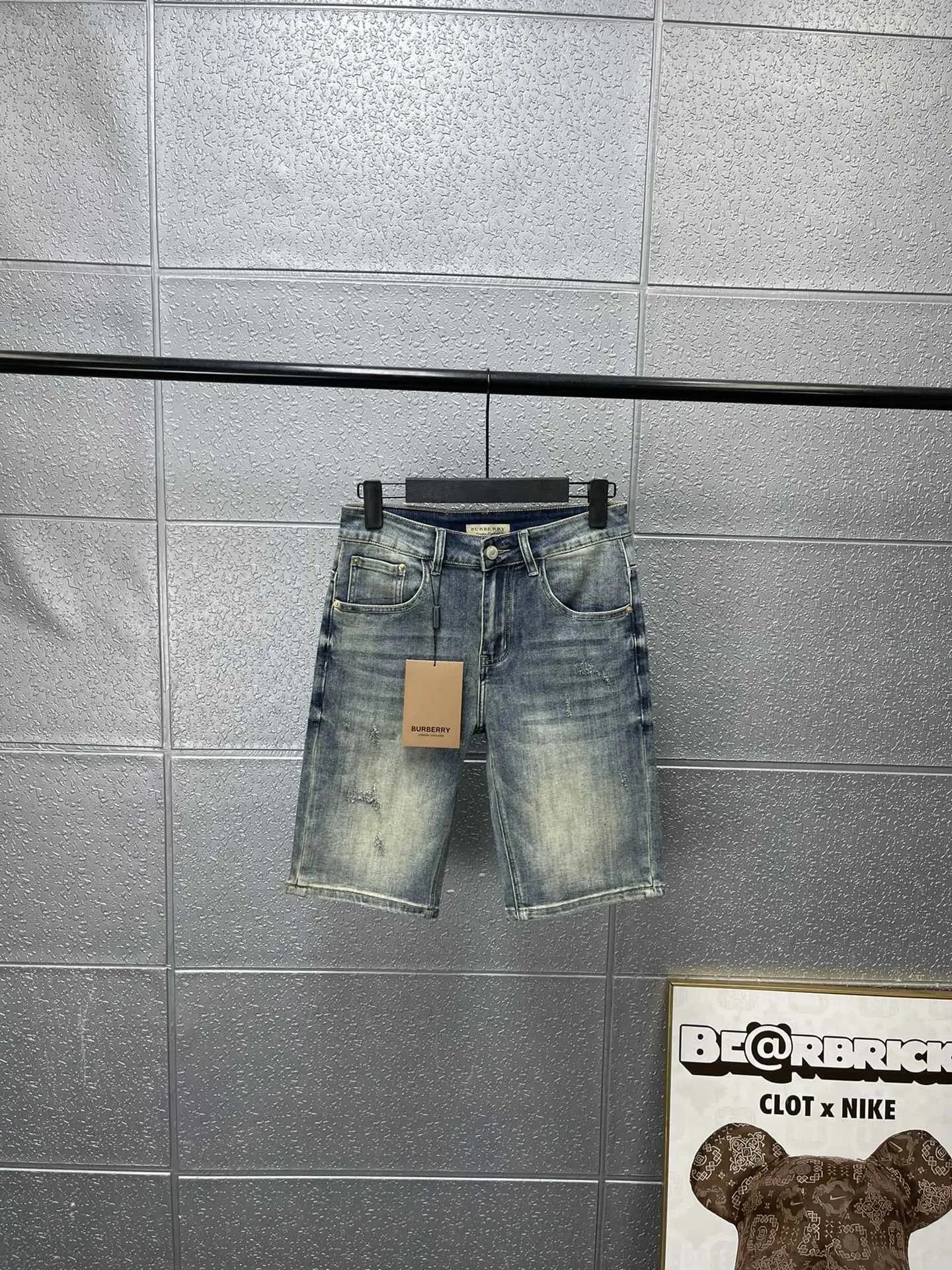 Men's Light Wash Distressed Denim Shorts