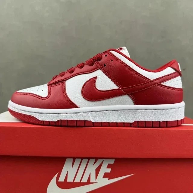 Nike Dunk Low Burgundy and White Sneakers - 13